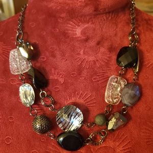 Black Zebra Accent , Clear & Silver Tone Necklace, Bracelet & Earring Set